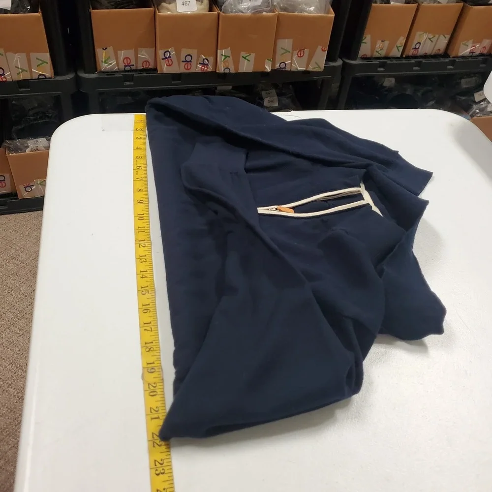 Collars & Co Mens Cotton Cashmere Zip Pullover Sweater Size L Blue Nautical